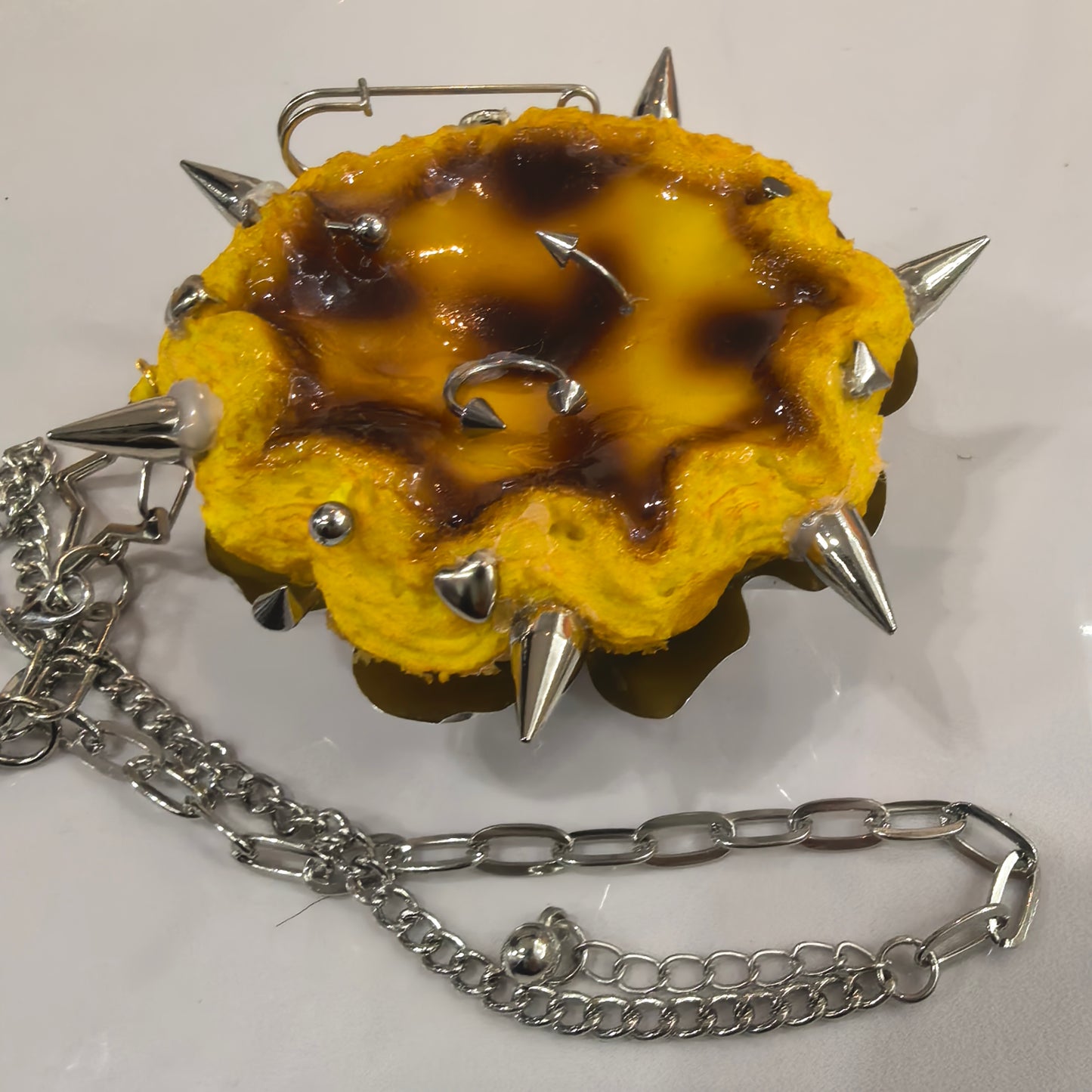 Pierced Egg Tart Keychain - Punk Rock Fake Food Decor | DiyRiot