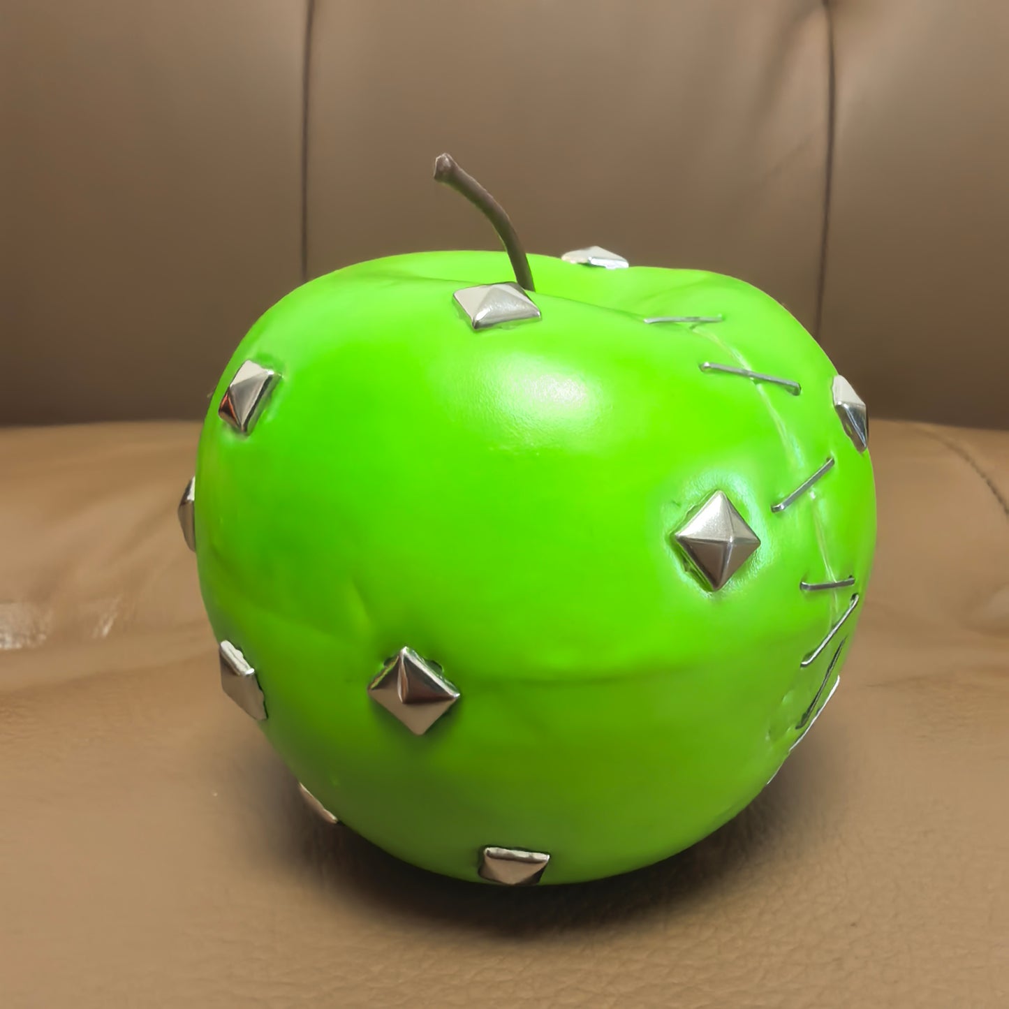 DiyRiot Spiked Green Apple - Hand-Pierced Surreal Art Decor & Punk Gift