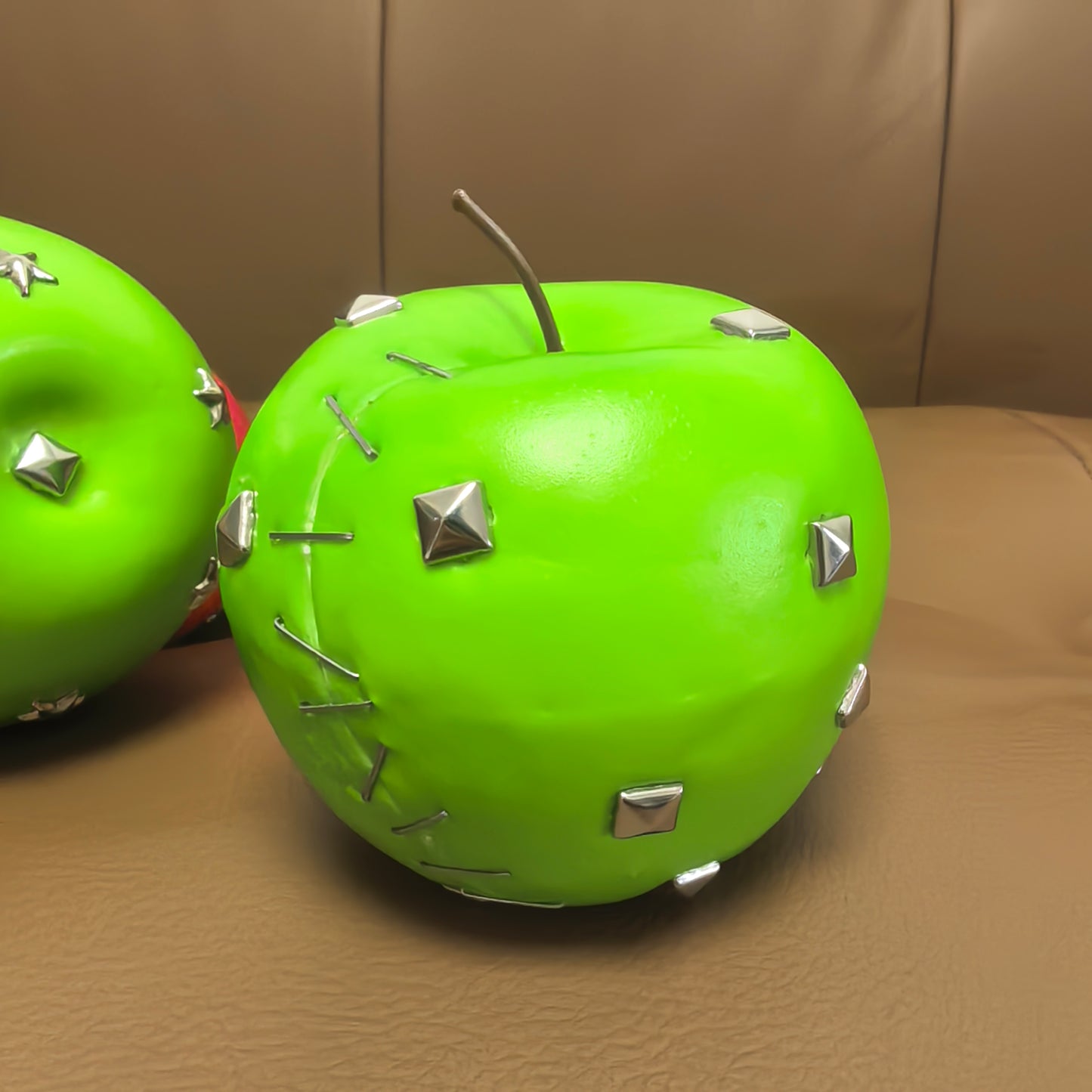DiyRiot Spiked Green Apple - Hand-Pierced Surreal Art Decor & Punk Gift
