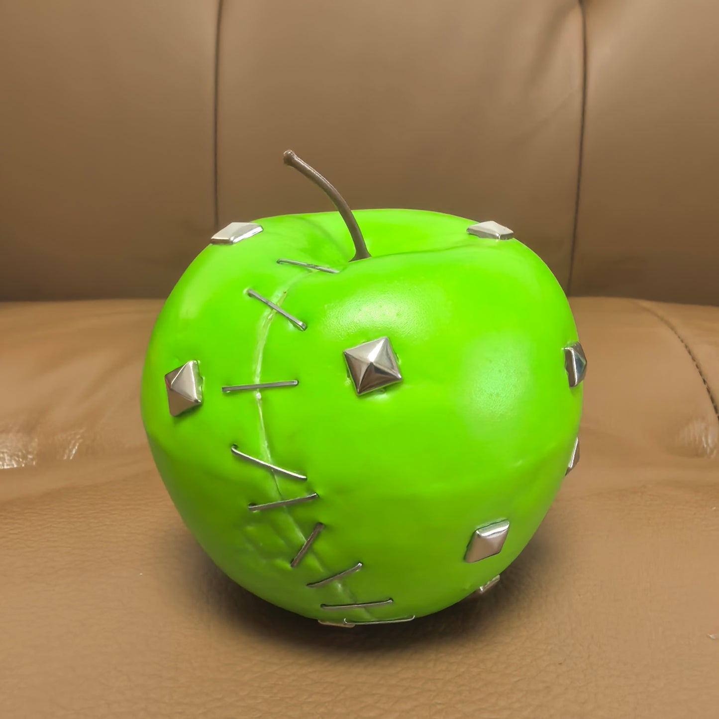 DiyRiot Spiked Green Apple - Hand-Pierced Surreal Art Decor & Punk Gift
