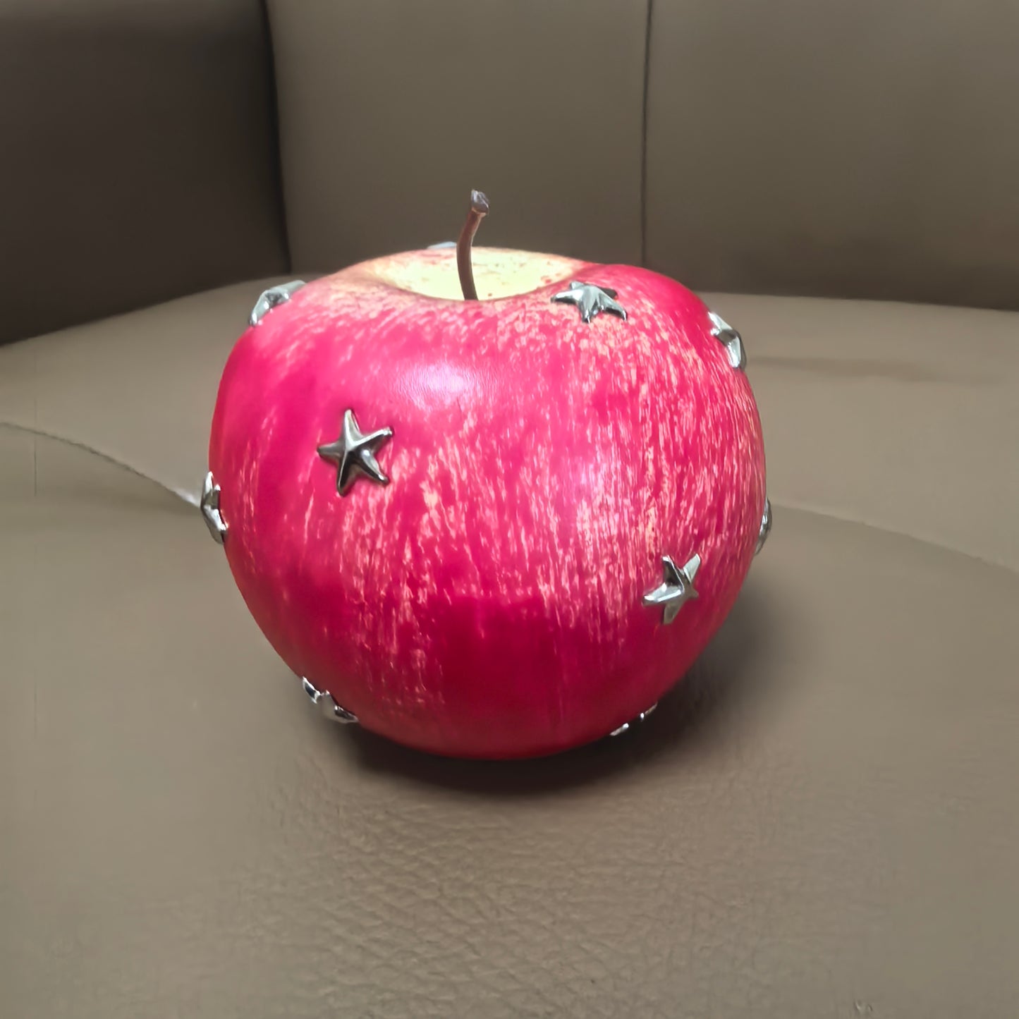 DiyRiot Star-Studded Red Apple - Hand-Forged Punk Aesthetic Accessory